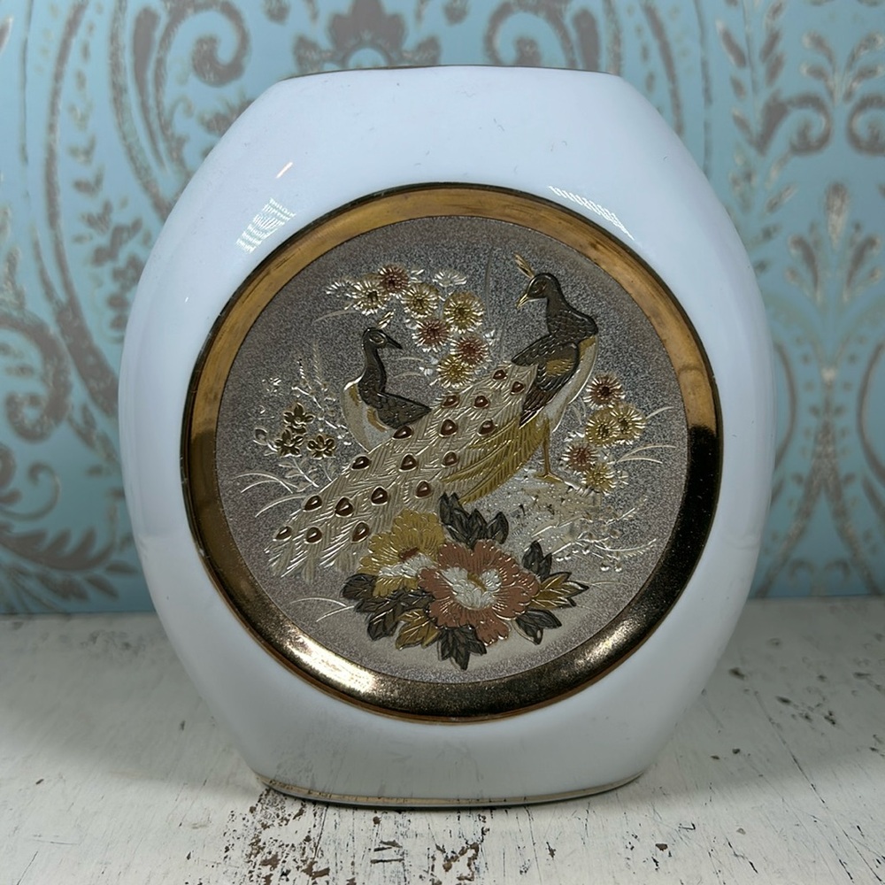 Chokin Peacock Vase